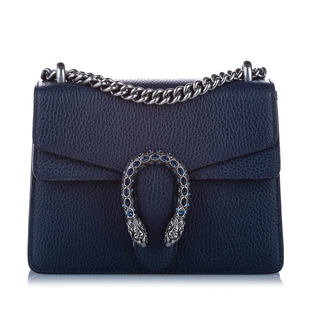 Dionysus Leather Crossbody Bag Blue SHW