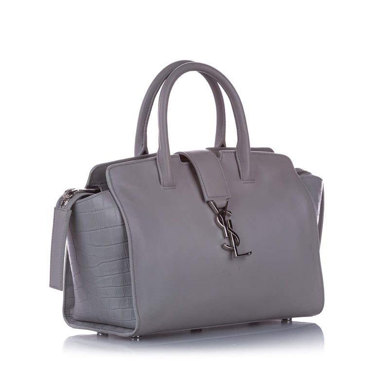 Downtown Cabas Leather Satchel Gray SHW