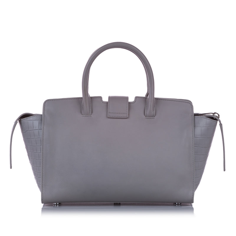 Downtown Cabas Leather Satchel Gray SHW