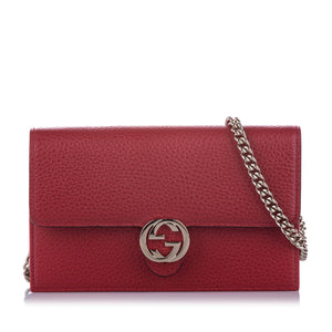 Interlocking G Leather Wallet on Chain Red - Bag Religion