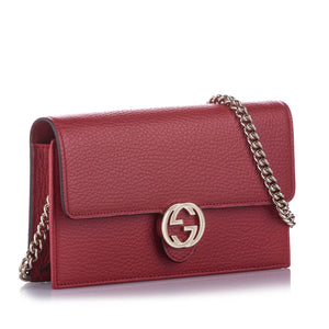 Interlocking G Leather Wallet on Chain Red - Bag Religion