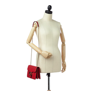 Interlocking Chain Leather Crossbody Bag Red - Bag Religion