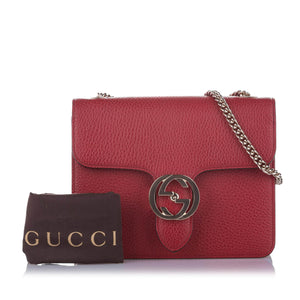 Interlocking Chain Leather Crossbody Bag Red - Bag Religion