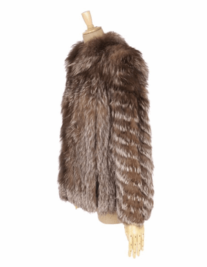 Silver Fox Ladies Mid-Length Fur Coat, Brown