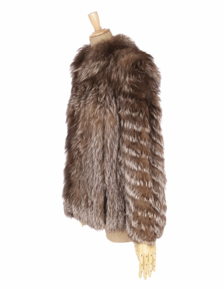 Silver Fox Ladies Mid-Length Fur Coat, Brown