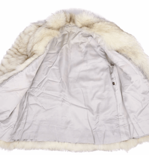 Tiered Blue Fox Fur Ladies Coat in White