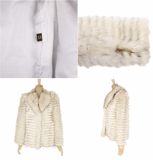 Tiered Blue Fox Fur Ladies Coat in White