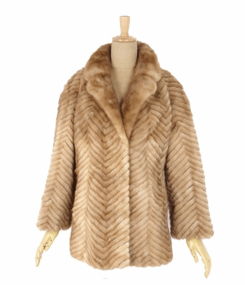 Soft Mink Fur Ladies Coat in Beige