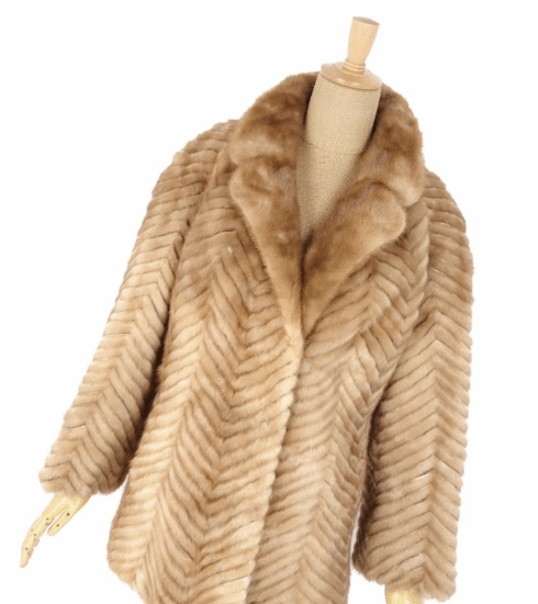 Soft Mink Fur Ladies Coat in Beige