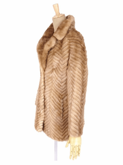 Soft Mink Fur Ladies Coat in Beige