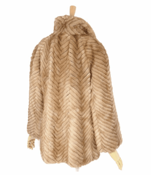 Soft Mink Fur Ladies Coat in Beige