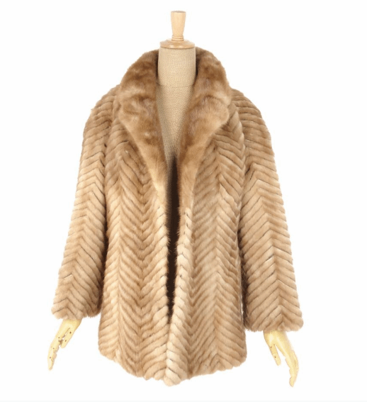 Soft Mink Fur Ladies Coat in Beige