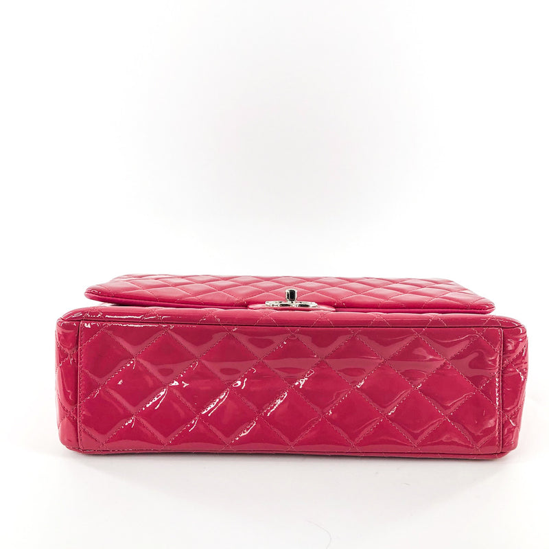 Double Flap Maxi in Hot Pink Patent Leather with SHW