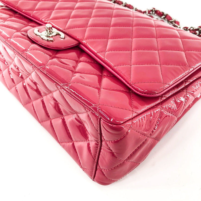 Double Flap Maxi in Hot Pink Patent Leather with SHW
