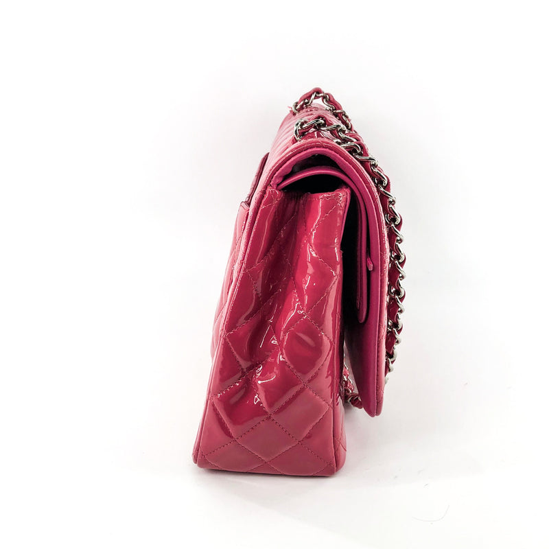 Double Flap Maxi in Hot Pink Patent Leather with SHW