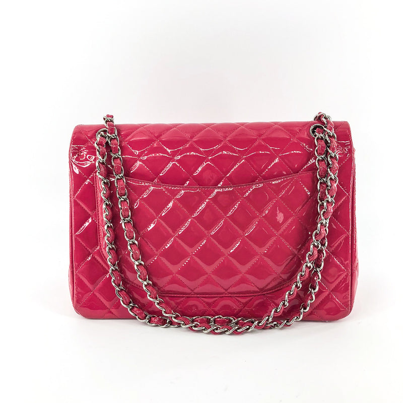 Double Flap Maxi in Hot Pink Patent Leather with SHW