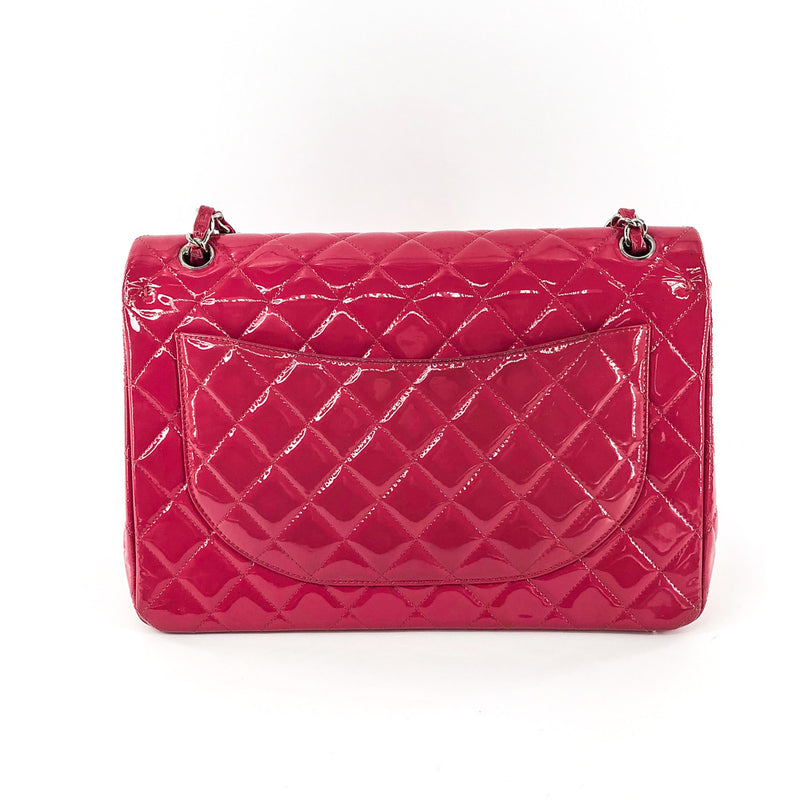 Double Flap Maxi in Hot Pink Patent Leather with SHW