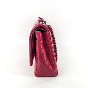Double Flap Maxi in Hot Pink Patent Leather with SHW