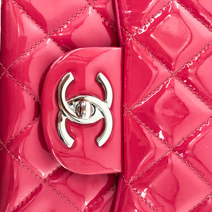 Double Flap Maxi in Hot Pink Patent Leather with SHW