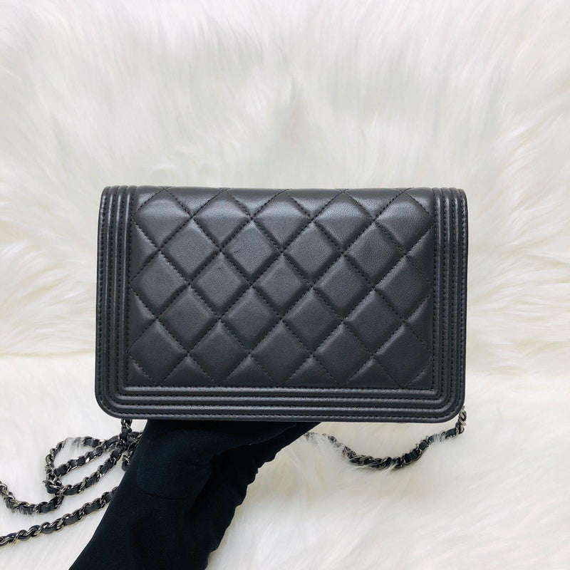 Chanel Light Gray Miss Coco Card Holder on Chain – The Closet