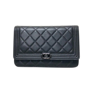 Boy WOC Dark Grey Quilted Lambskin Leather with Aged SHW