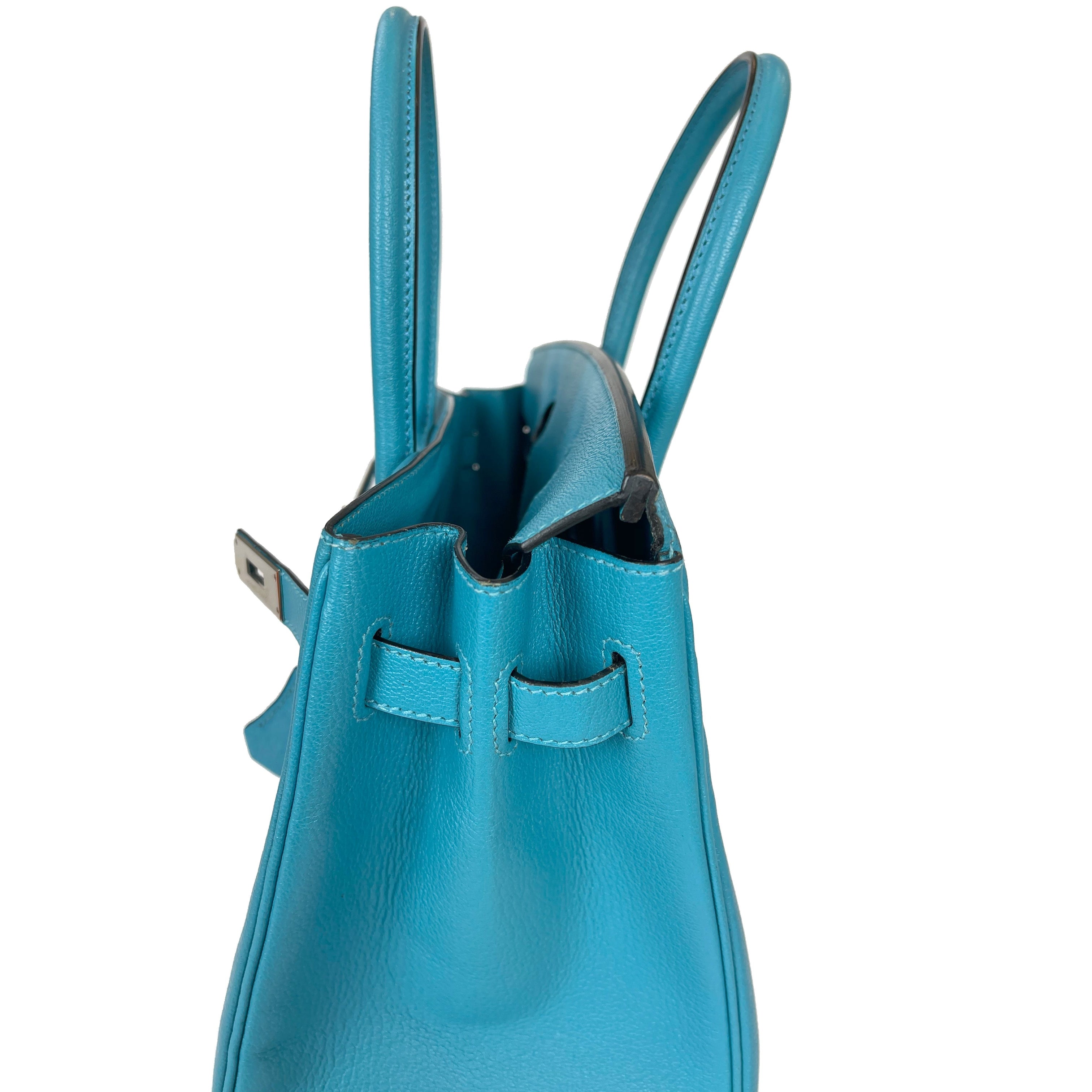 Birkin 30 Turquoise in Chevre Leather PHW Bag Religion