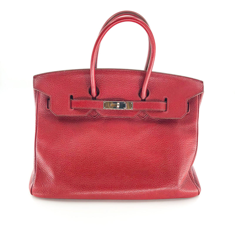 Birkin 35 Rouge Garance Clemence K-Stamp with Palladium HDW