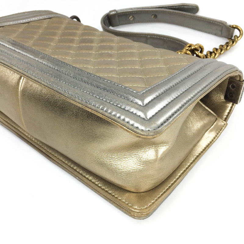 Boy Bag in Gold & Silver Lambkin Leather with Antique Ruthenium Hardware