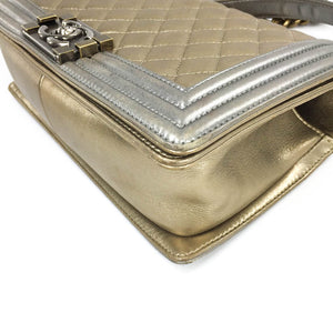 Boy Bag in Gold & Silver Lambkin Leather with Antique Ruthenium Hardware