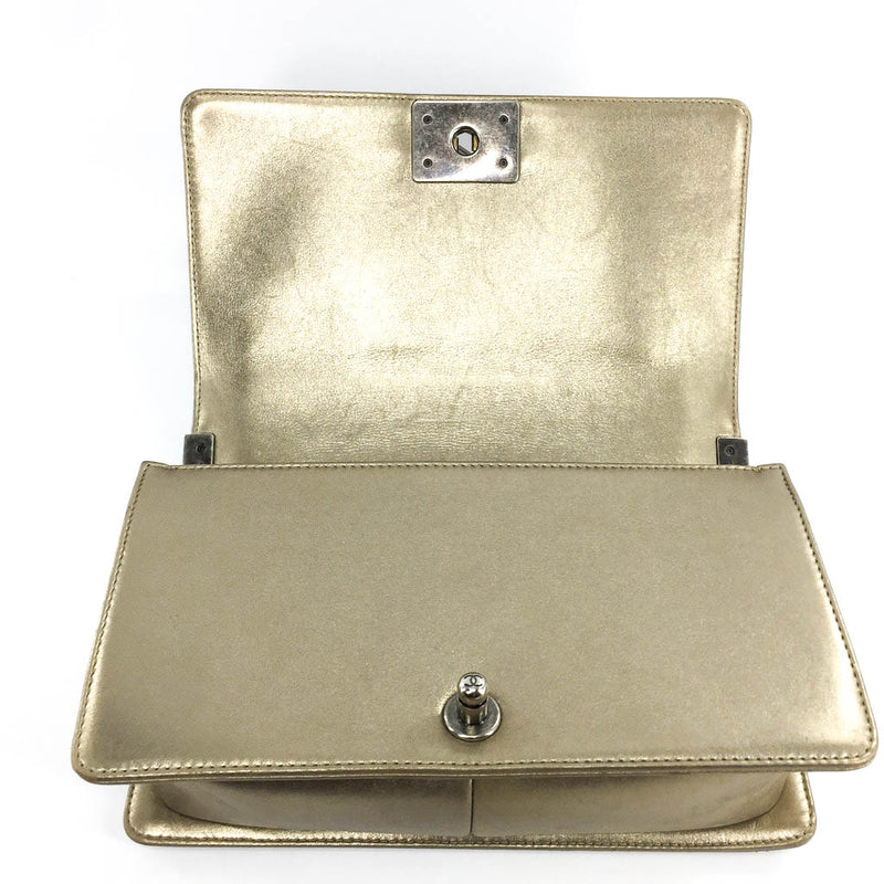 Boy Bag in Gold & Silver Lambkin Leather with Antique Ruthenium Hardware