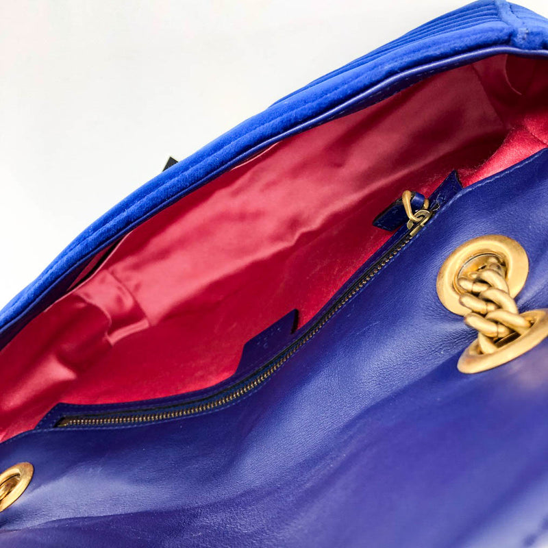Marmont Matelasse Medium Shoulder Bag in Blue Suede