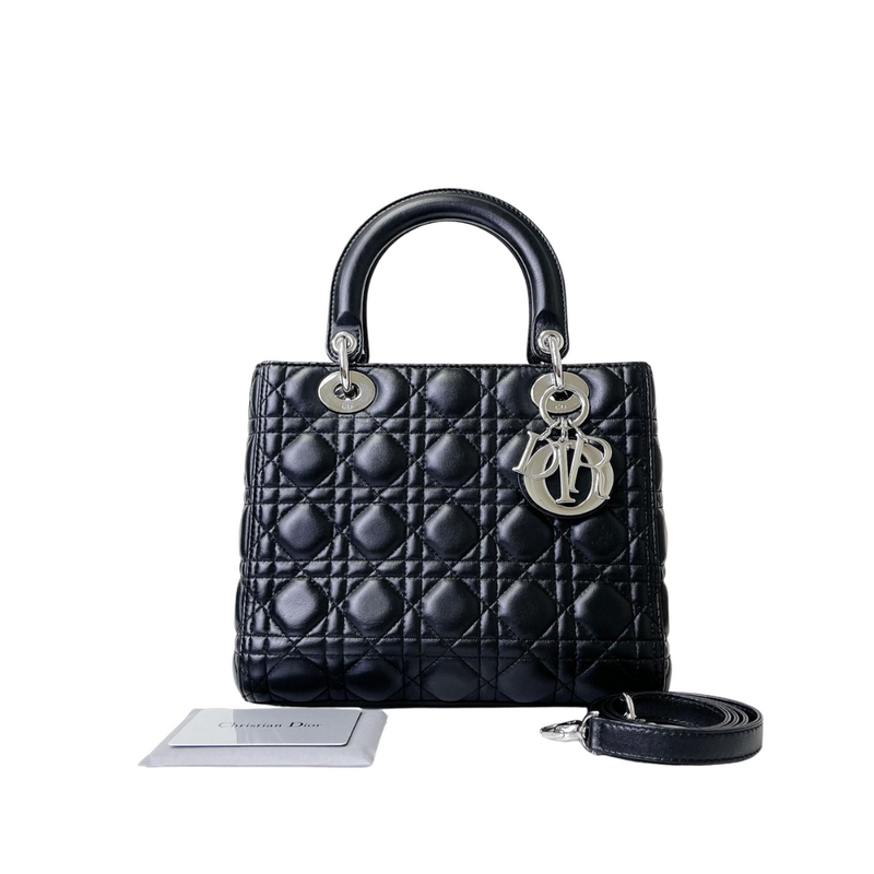 Classic Lambskin Medium Lady Dior Black SHW