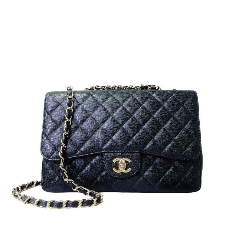 Single Flap Classic Jumbo Caviar Black LGHW