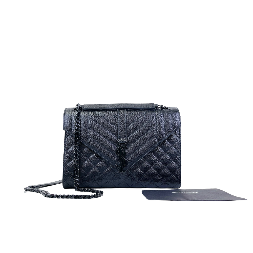 Quilted Envelope Medium Grained Leather Black BHW