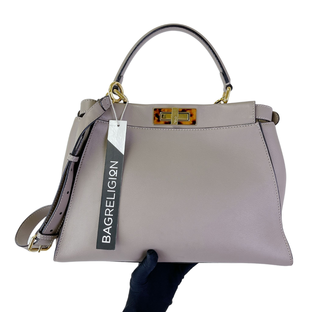 Peekaboo Leather Medium Grey Tortoiseshell