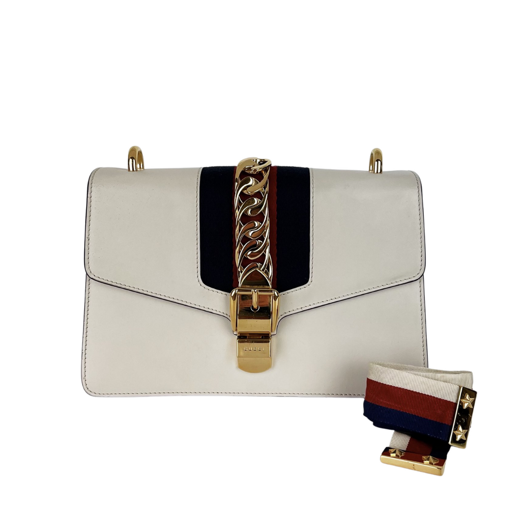 Sylvie Small Shoulder Bag in White GHW