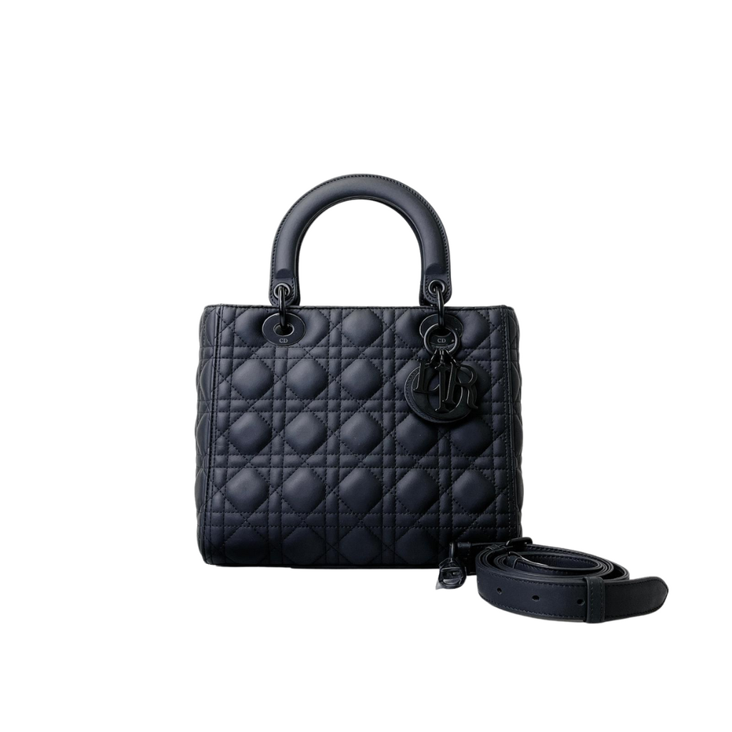 Lady Dior Lambskin Ultramatte Medium Black BHW