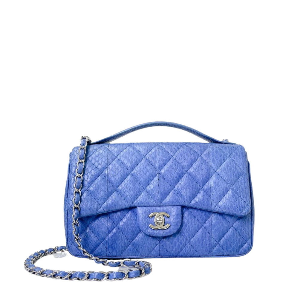 Easy Carry Medium Snakeskin Flap Blue