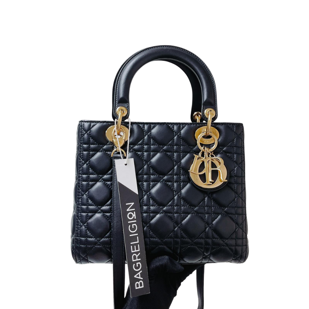 Lady Dior Lambskin Medium Black GHW