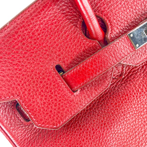 Birkin 35 Rouge Garance Clemence K-Stamp with Palladium HDW