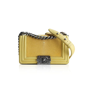 Yellow Stingray and Leather Mini Boy Bag