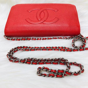 Timeless CC Wallet on Chain in Red Caviar