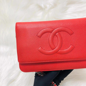 Timeless CC Wallet on Chain in Red Caviar