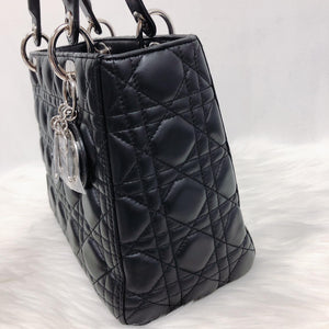 Medium Lady Dior Black Cannage Lambskin Bag with SHW