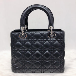 Medium Lady Dior Black Cannage Lambskin Bag with SHW