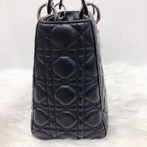 Medium Lady Dior Black Cannage Lambskin Bag with SHW