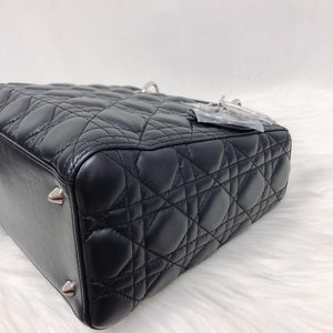 Medium Lady Dior Black Cannage Lambskin Bag with SHW