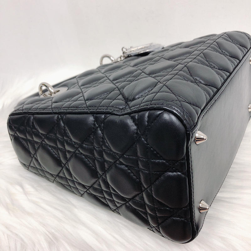 Medium Lady Dior Black Cannage Lambskin Bag with SHW