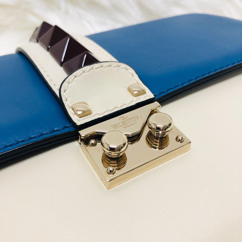 Rockstud Glam Lock Medium Leather Flap Bag in Tri Color