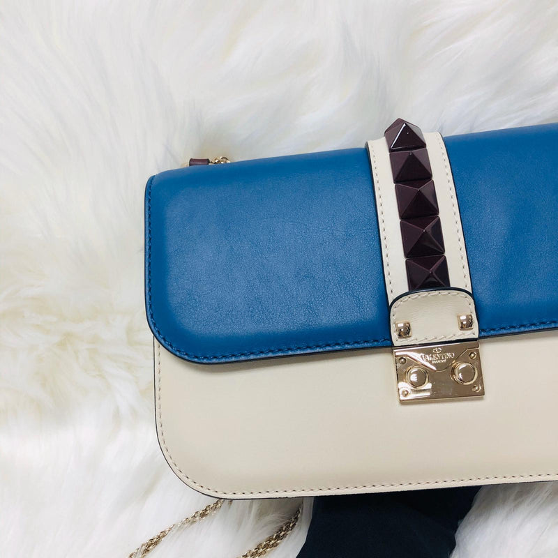 Rockstud Glam Lock Medium Leather Flap Bag in Tri Color